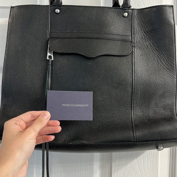 Rebecca Minkoff Saffiano Black Leather Tote Bag - Picture 10 of 14